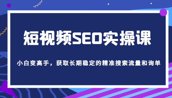 短视频SEO实操课，帮助你从短视频SEO小白变高手，获取长期稳定的精准搜索流量和询单-有术宝库