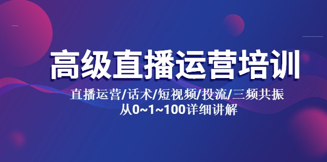 高级直播运营培训 直播运营/话术/短视频/投流/三频共振 从0~1~100详细讲解-有术宝库