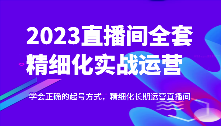 实战起号2023直播间全套精细化实战运营，学会正确的起号方式，精细化长期运营直播间 -有术宝库