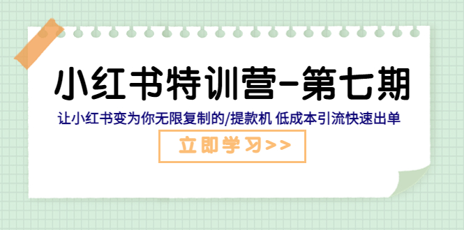 小红书特训营-第七期 让小红书变为你无限复制的提款机 低成本引流快速出单-有术宝库